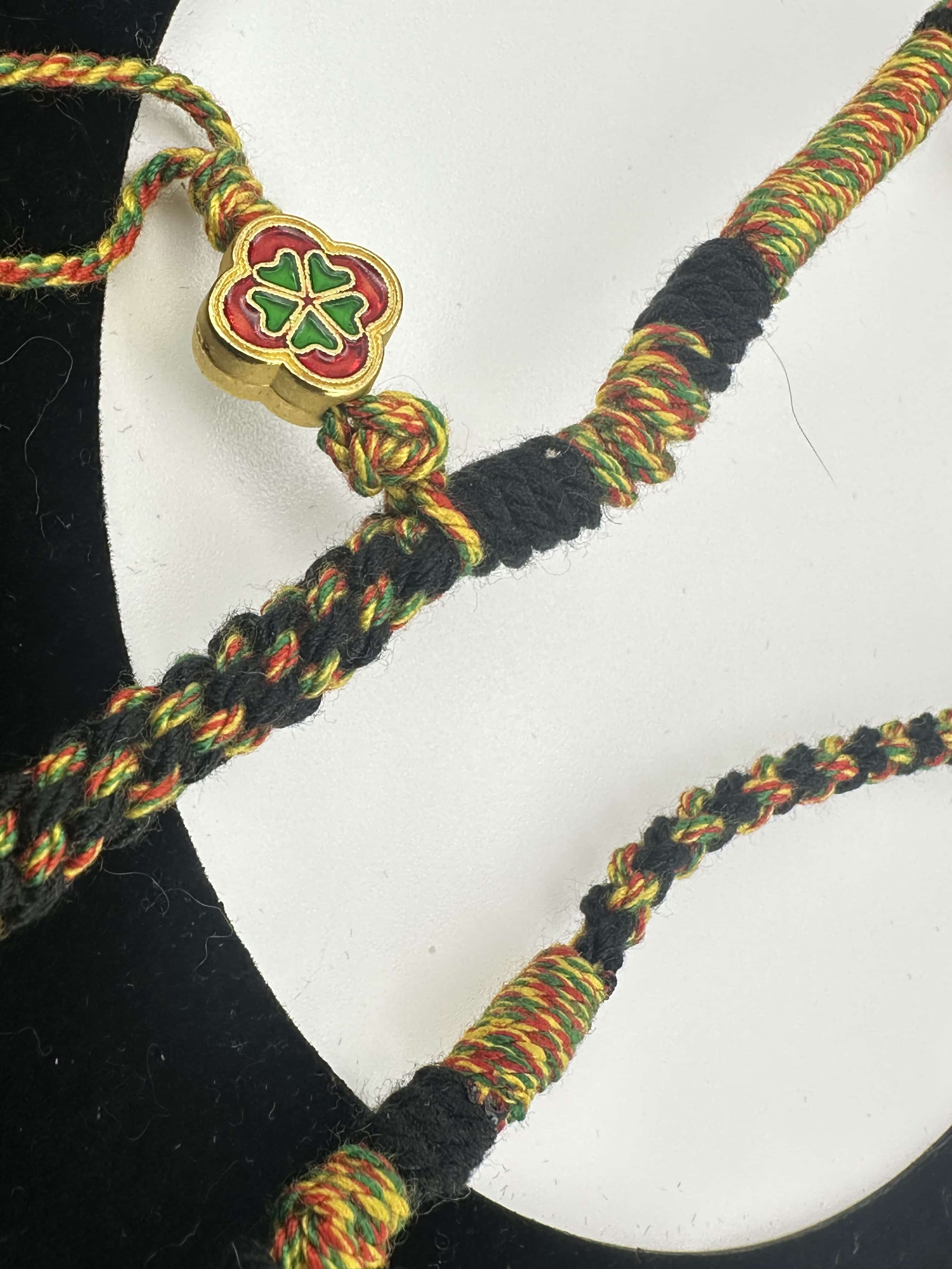 Hand wolven necklace with vintage nine eyed DZI bead