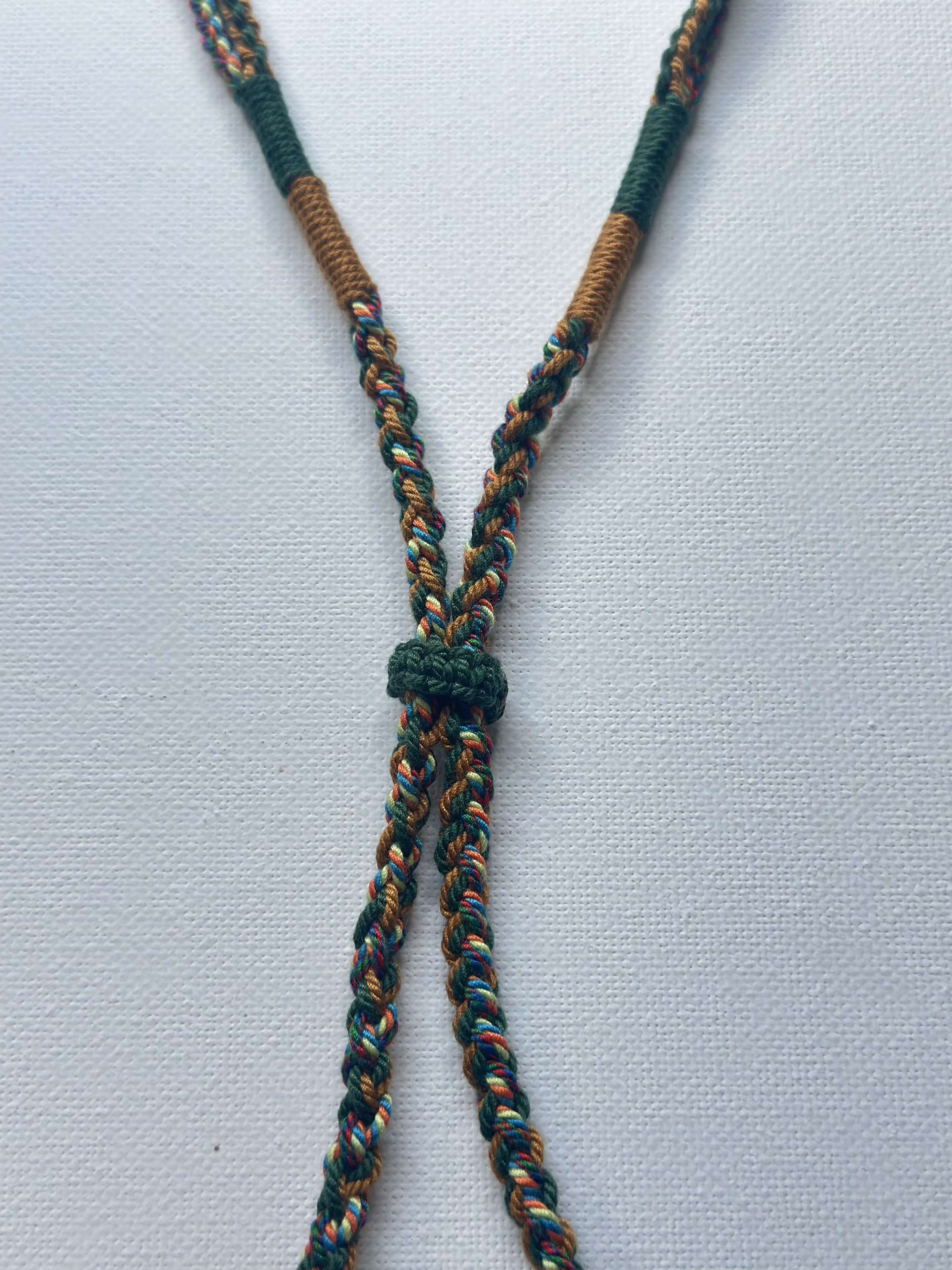 Heavily Handwoven Necklace with handmade carnelian bead and vintage Three-Eyed Dzi of Guru Rinpoche pendant.