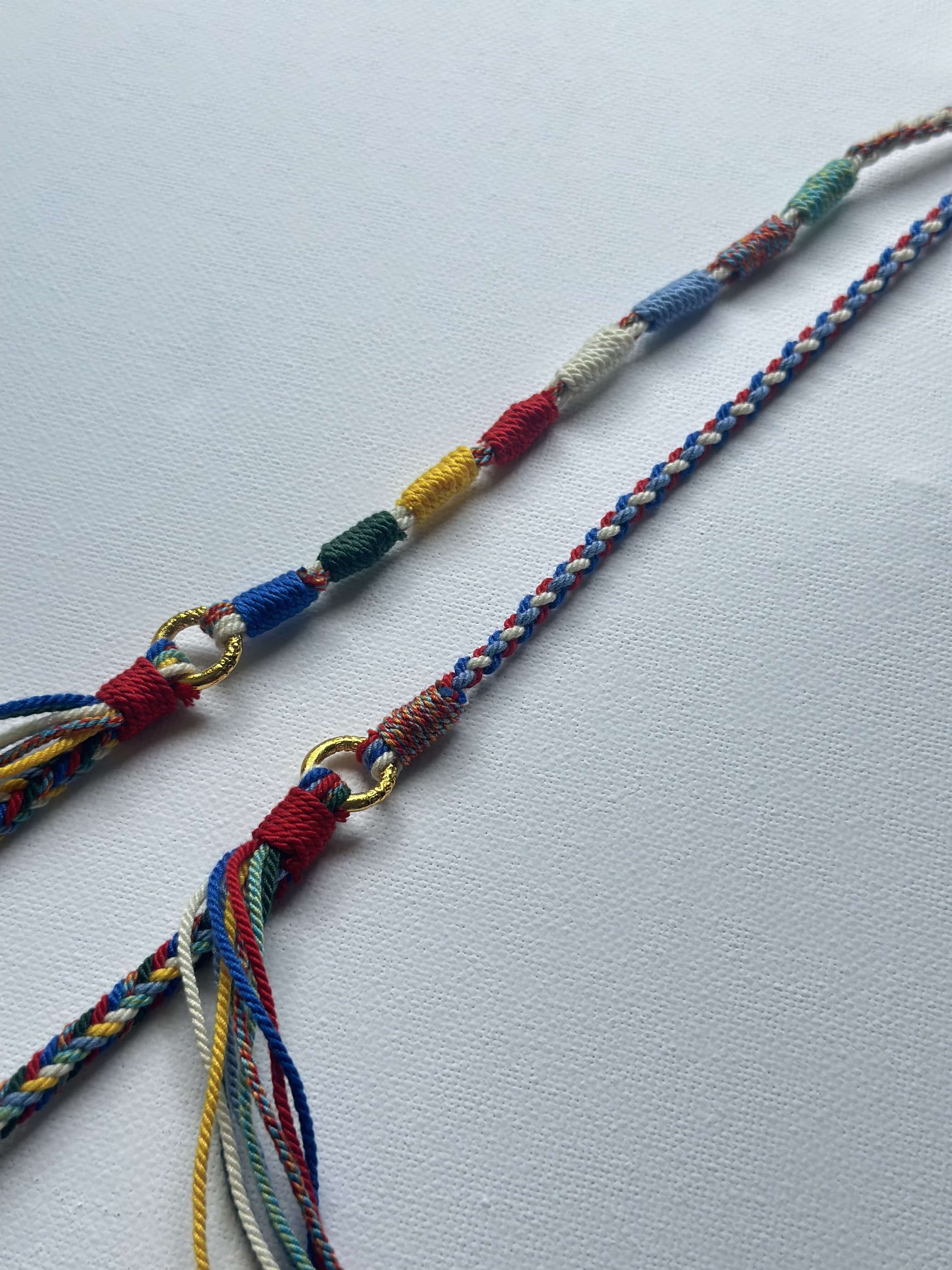 Heavily Handwoven necklace with nine-eyed DZI pendant